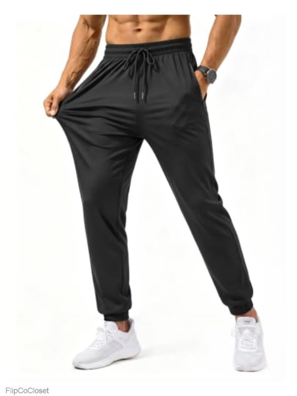 Men's Lightweight Joggers with Zip Pockets Tapered Sweatpants